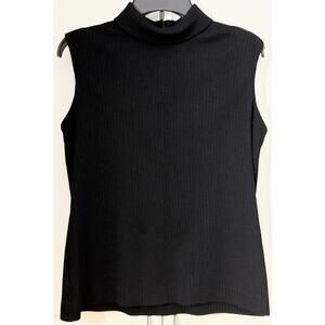 Vintage Act lll Ribbed Black Turtleneck Top Sleeveless w/Back Zip Closure Size L